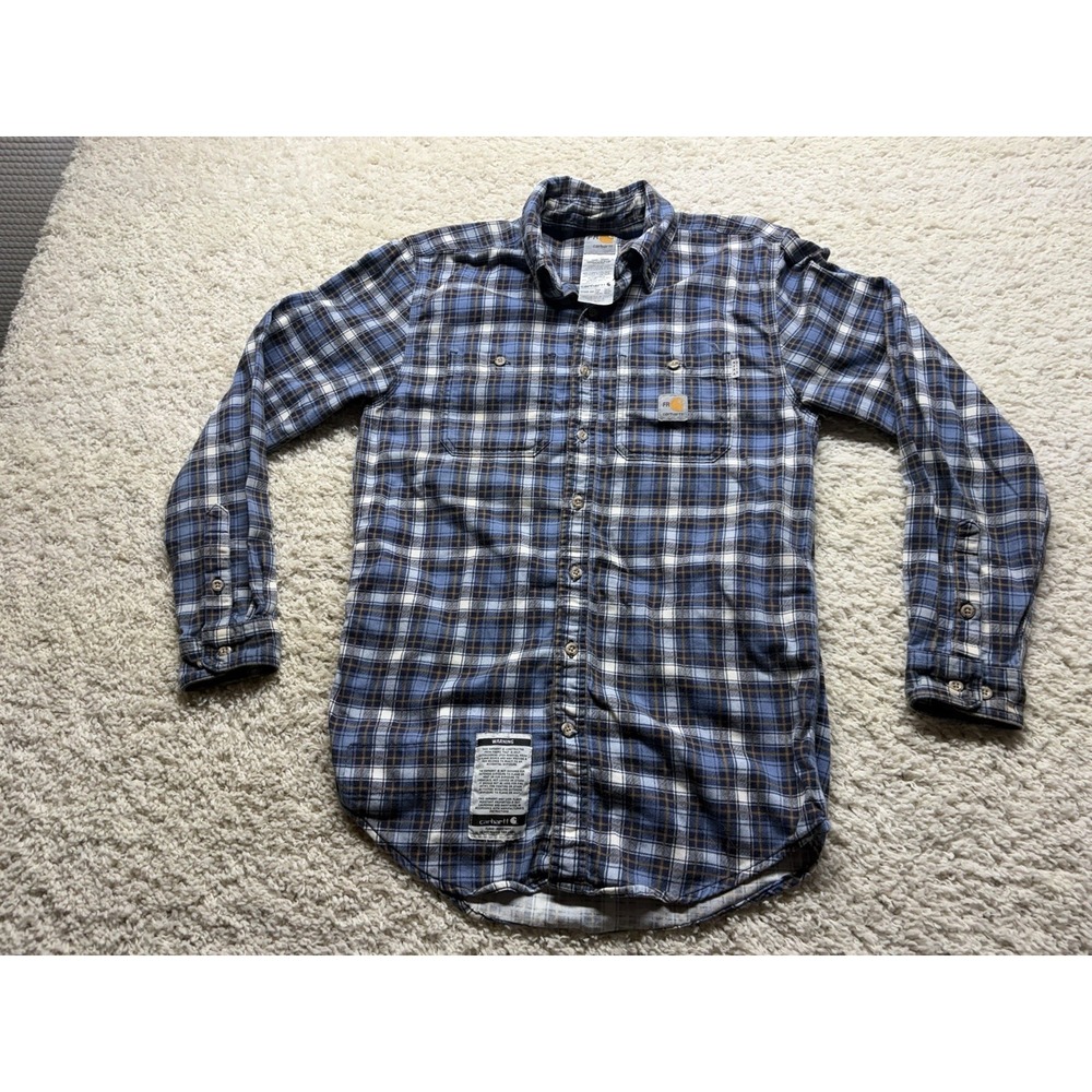Carhartt FR Long Sleeve Button Down Plaid Shirt Men's Small Great Condition
